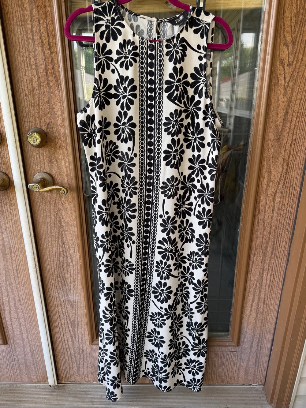 Sleeveless Black and White Floral Maxi Dress